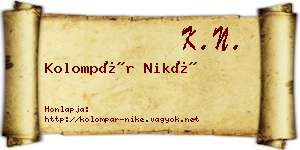 Kolompár Niké névjegykártya